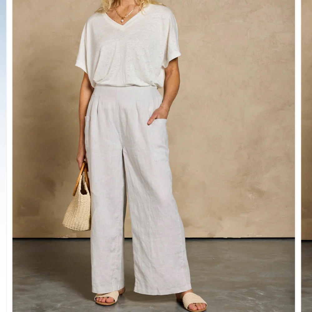 Nomad the Label Milos Linen Pants Oyster (Light Grey) - Picture 4 of 16